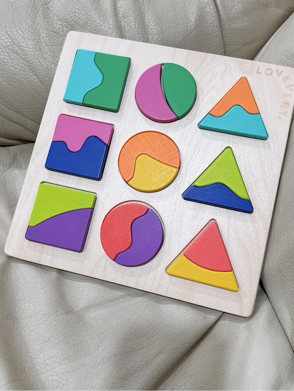 Lovevery Wooden Shape Puzzle - Colorful Kids Toy